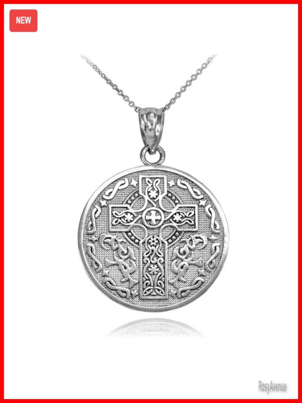 925 Sterling Silver Celtic Cross Irish Blessing Coin Medallion Pendant Necklace